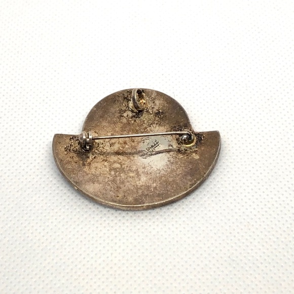 Vintage Alpaca Sterling Floral Mother Of Pearl & Abalone Inlay Brooch Pendant - Picture 5 of 7